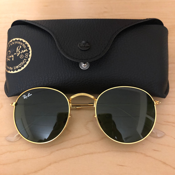 SOLD Ray-Ban Round Metal Gold Green G-15 RB3447 - Picture 1 of 5